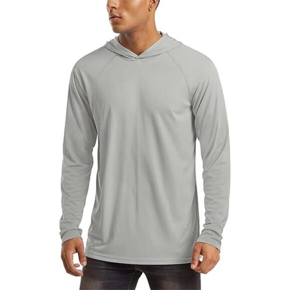 Men's Hooded UPF 50+ Sun Protection T Shirts Long Sleeve Athletic - Picture 7 of 7